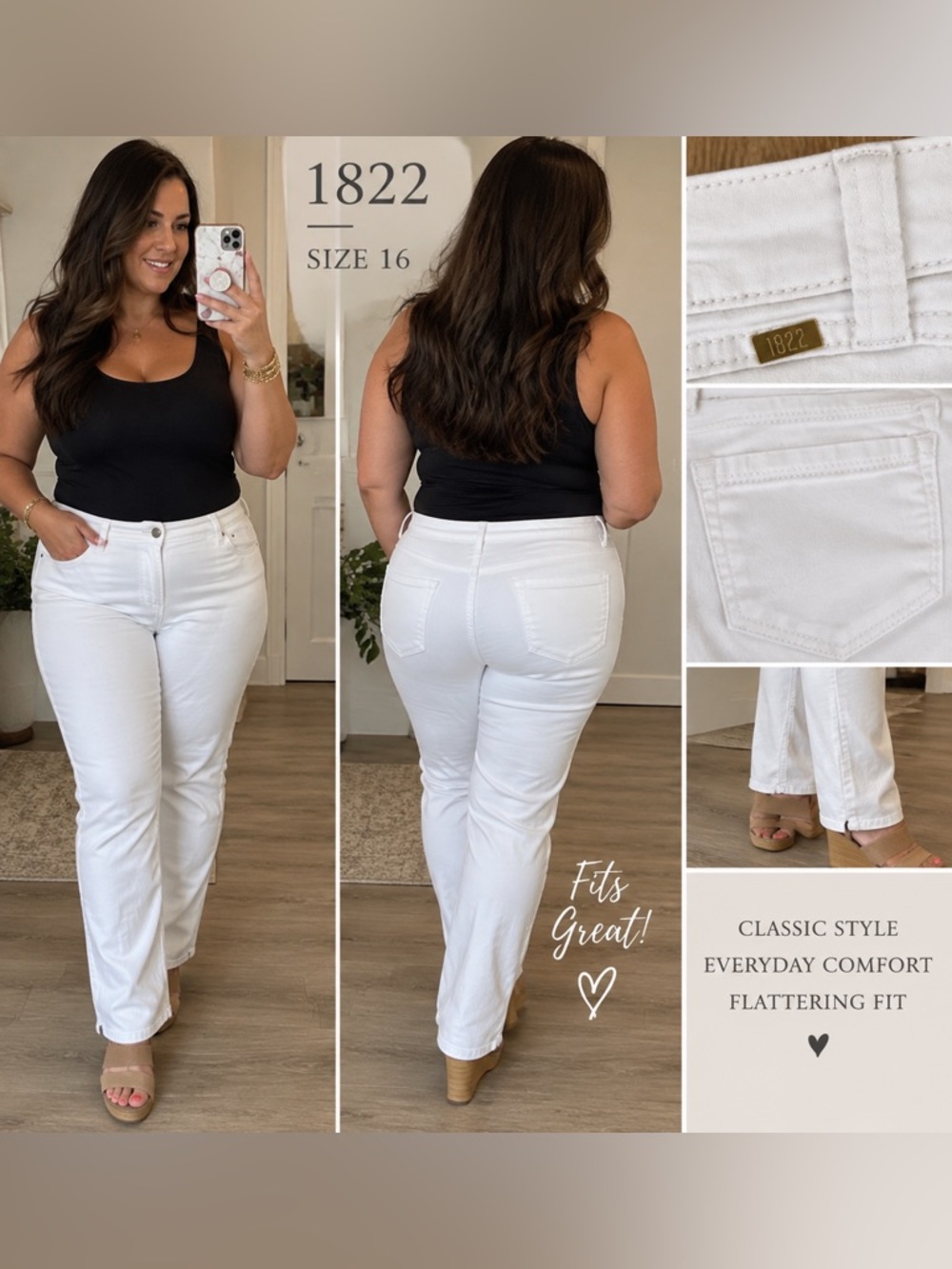 Women's White Classic Fit Jeans - Size 16